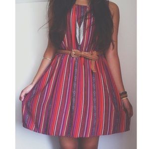 geo print striped dress